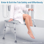 HOMLAND Tub Transfer Bench with Backrest for Bathtub, Height Adjustable | 400 lbs, Slip-Resistant Feet, Sturdy Aluminum Heavy Duty Shower Chair, Safer Bathing Aid Bench for Elderly and Disabled