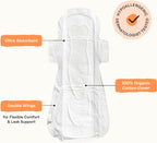 The Honey Pot Company - Cotton Comfort - Heavy Flow Overnight Pads | Non-Herbal - Organic Cotton Cover - Menstrual Pads w/Wings - No Fragrance & Ultra-Absorbent Pulp Core - Feminine Care - 44ct