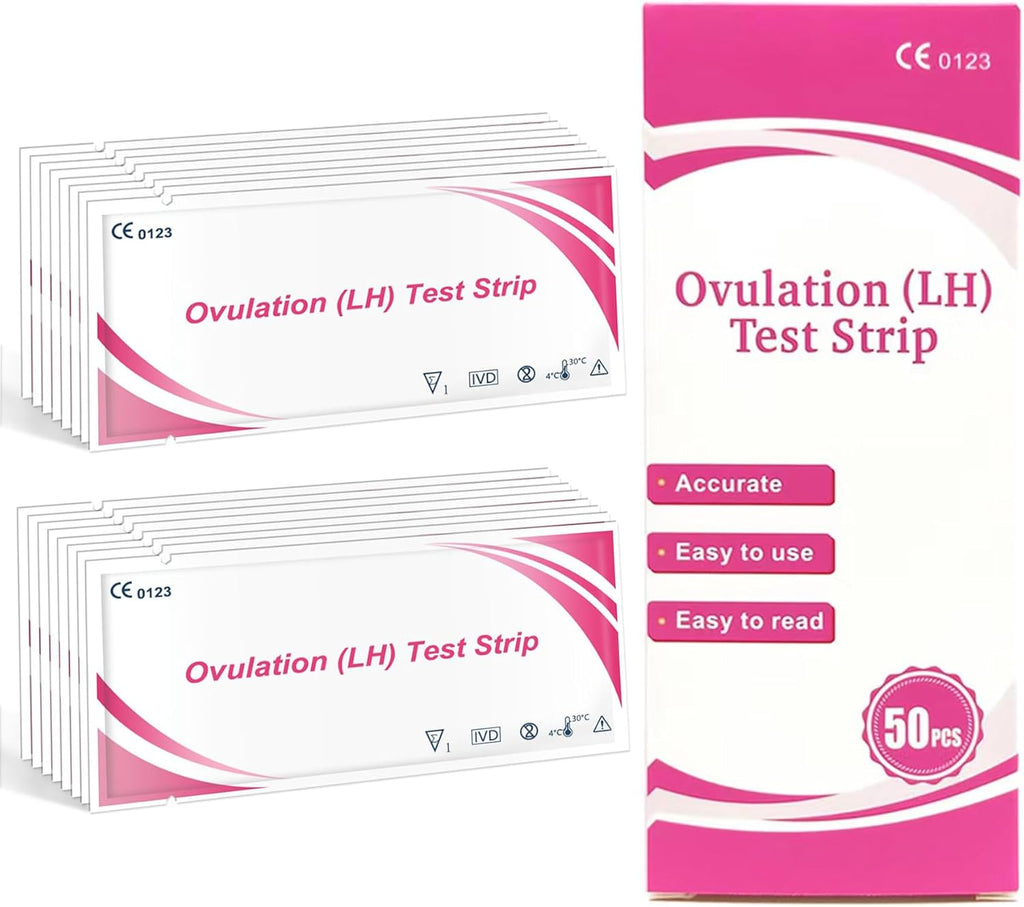Ovulation Test Strips, 50 LH Ovulation Predictor Kit with 50 Collection Cups, Over 99% Accurately Track Ovulation Test