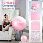 kisnbld Exercise Ball, Extra Thick Yoga Ball for Workout Pregnancy Stability, 4 Sizes Anti-Burst Balance Ball with Foot Pump - Heavy Duty Fitness Ball Chair for Office, Home & Gym
