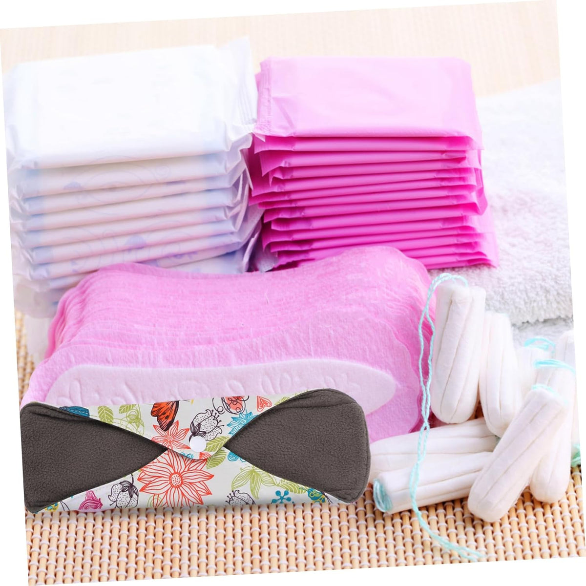 Baluue Menstrual Pads Reusable Washable Bamboo Charcoal Sanitary Pads Sizes 6, 9, 10 for Sensitive Skin Overnight Use 3 Pcs Random Color