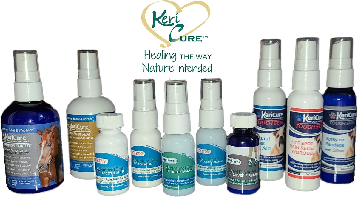 KeriCure's Natural Seal Invisible Liquid Bandage, 2 Pack, Soothe, Seal and Protect Small cuts, scrapes, rashes and More - NO Harsh Chemicals - Sting Free - Moisturizing Spray on Bandage