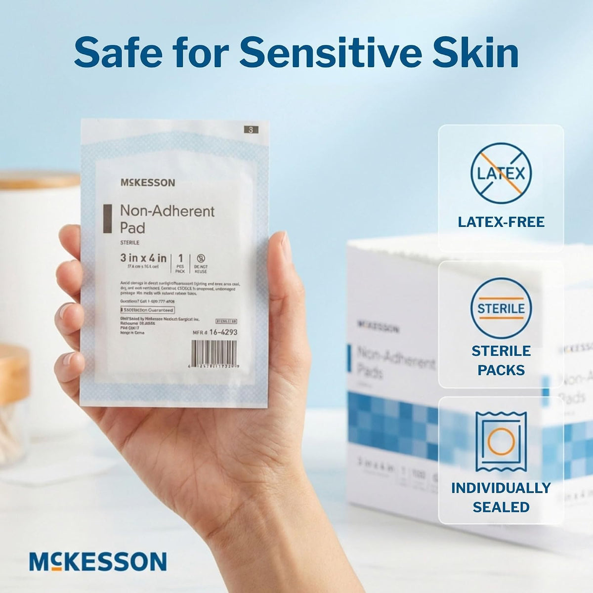 McKesson Non-Adherent Pads for Wounds, Sterile, 3 x 4 in, 100 ct