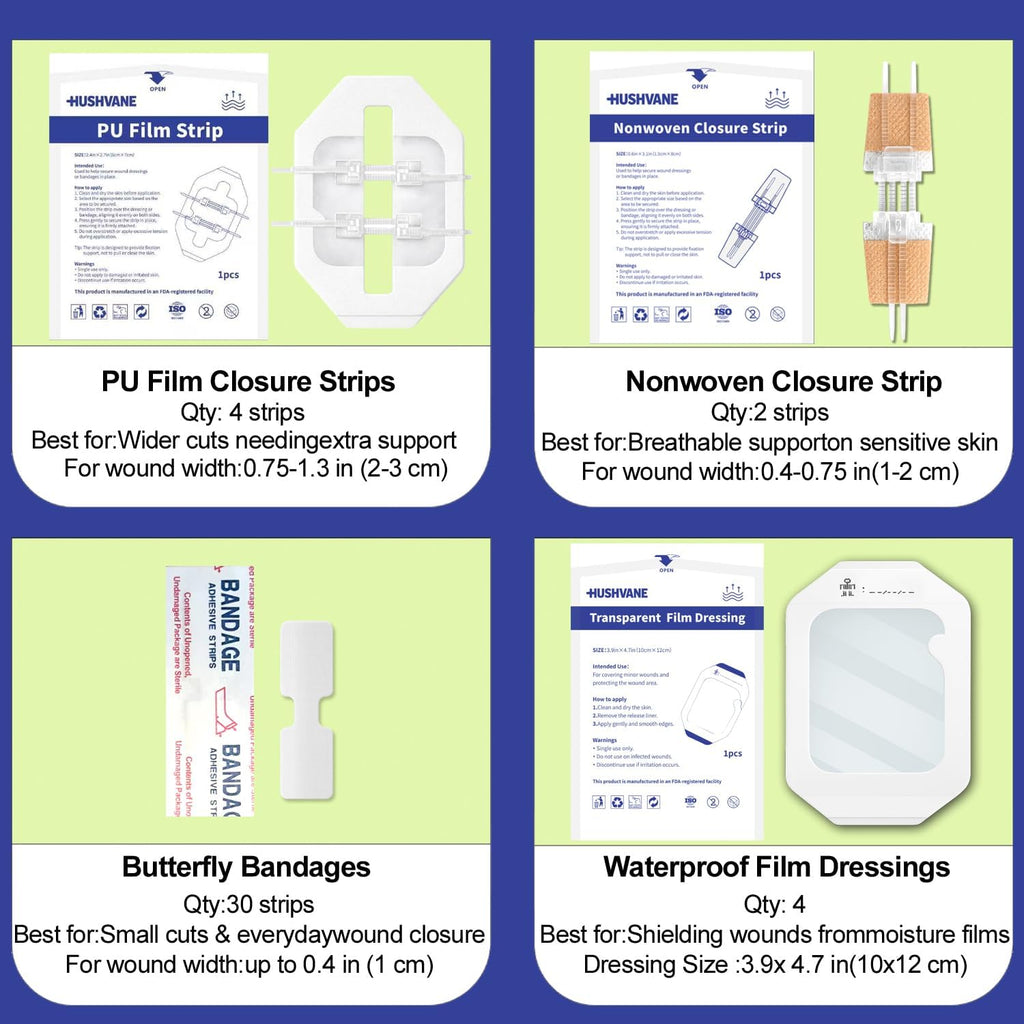 Wound Closure Strips for Skin, 40 Pack Stitchless Skin Closure Device, Alternative to Stitches for Cuts & Lacerations, Butterfly Bandages for Wound Closure, Waterproof & Breathable