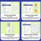 Wound Closure Strips for Skin, 40 Pack Stitchless Skin Closure Device, Alternative to Stitches for Cuts & Lacerations, Butterfly Bandages for Wound Closure, Waterproof & Breathable