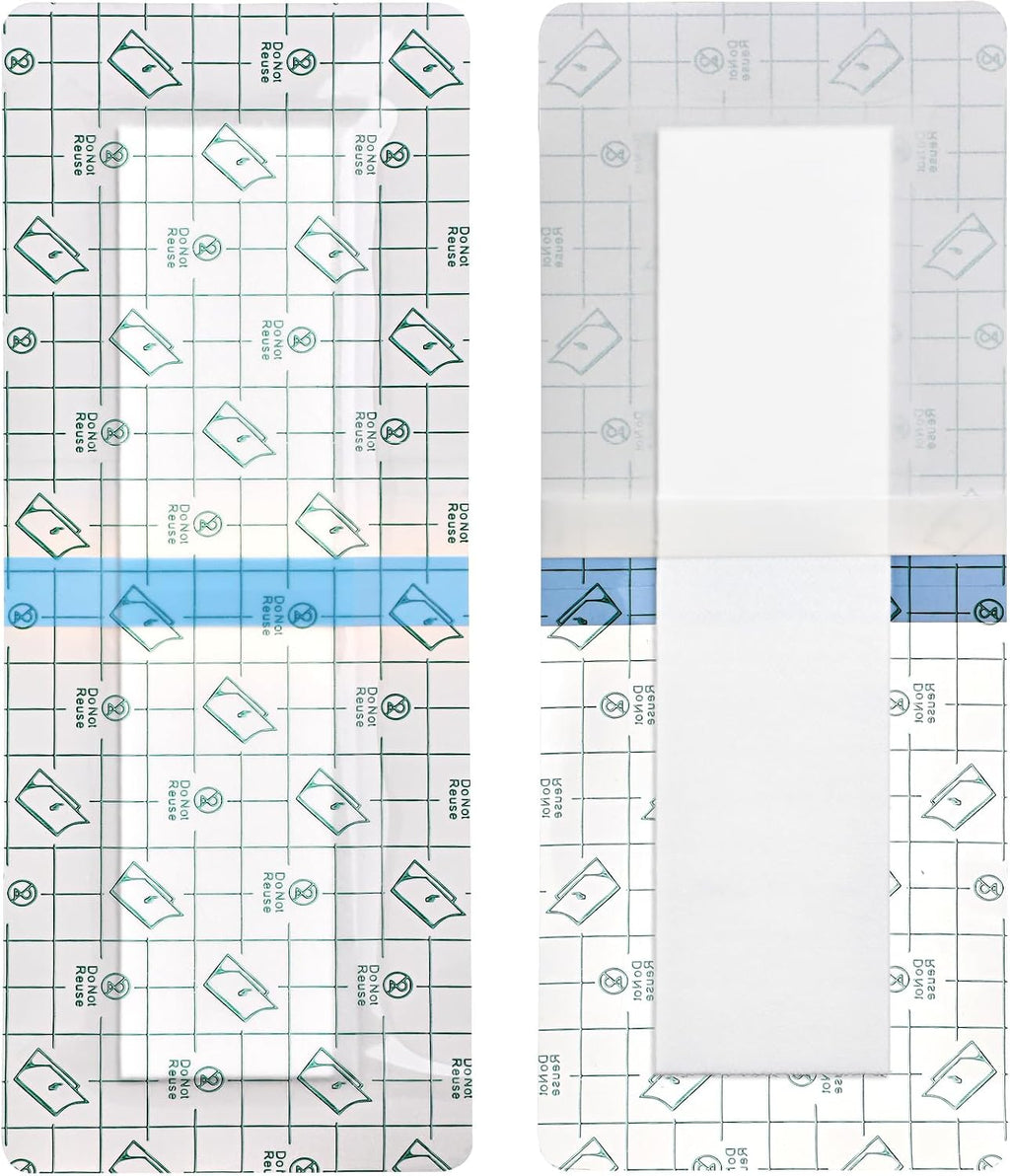 Waterproof Incision Bandages for Large Wounds Knee Hip Replacement Adheisve Island Dressing Bandaid Tape Post Surgical Shower Protector, No Glue On Center 4 x 10 Inch (Pack of 14)