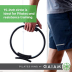 Gaiam Pilates Ring Fitness Circle, Toning Arms, Legs & Core | 15" Magic Circle | Foam Padded Handles | Lightweight & Flexible | Home & Studio | Includes Exercise Guide