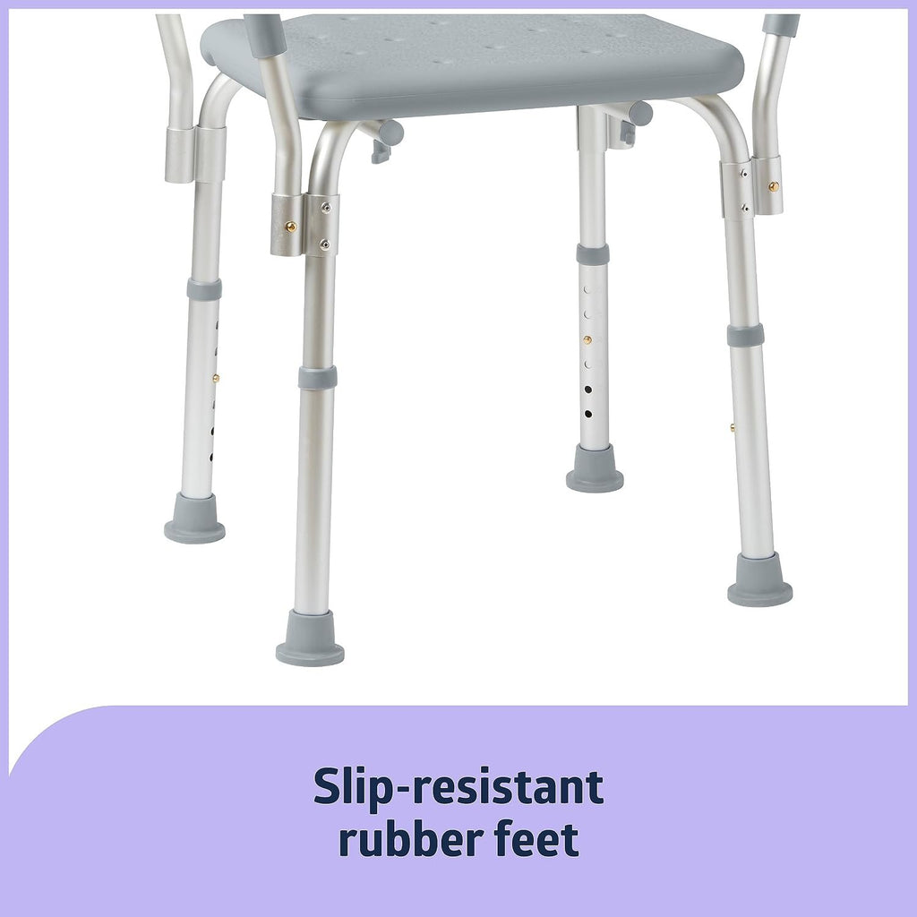 Medline Backless Shower Chair with Arms - 350 lb. capacity, Bench, Stool, Seat for Elderly, Seniors Independent Adult and Disabled Adults
