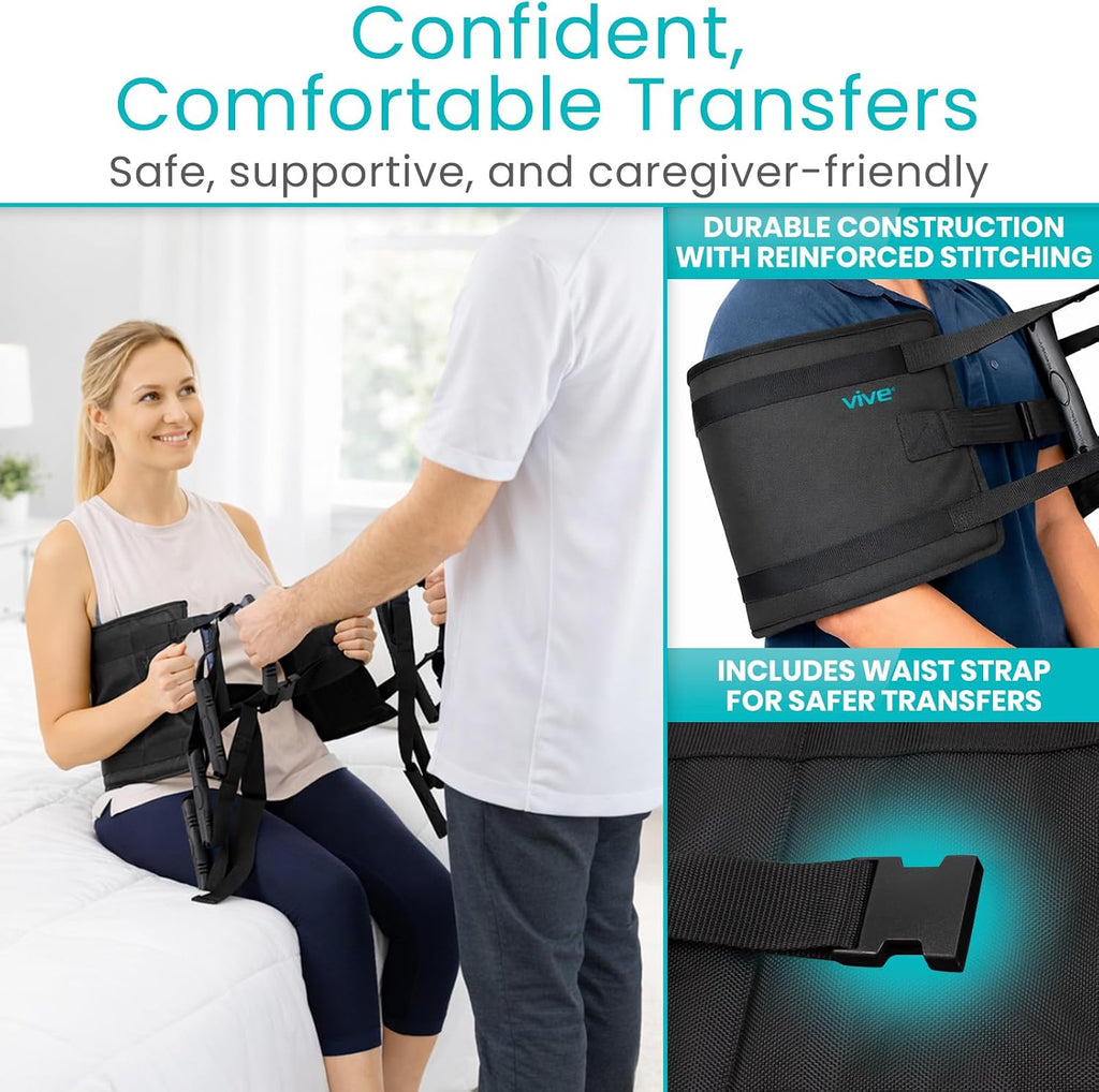 Vive Transfer Sling - Padded Assist Gait Belt - Heavy Duty Patient Lift