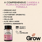 Grow Vitamin Feminine Balance by | Candida Support | Oregano & Caprylic Acid Blend | Vaginal Detox & Cleanse Probiotics | Supports Healthy Intestinal Flora & Immune Function