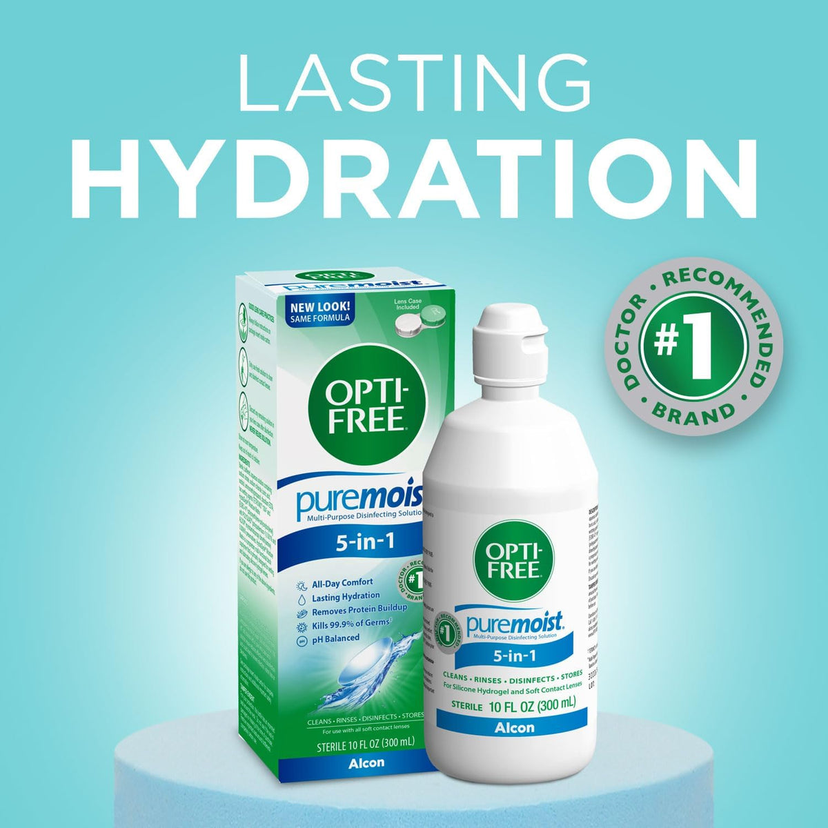 OPTI-FREE Puremoist Multi-Purpose Contact Lens Solution, 10 Fl Oz