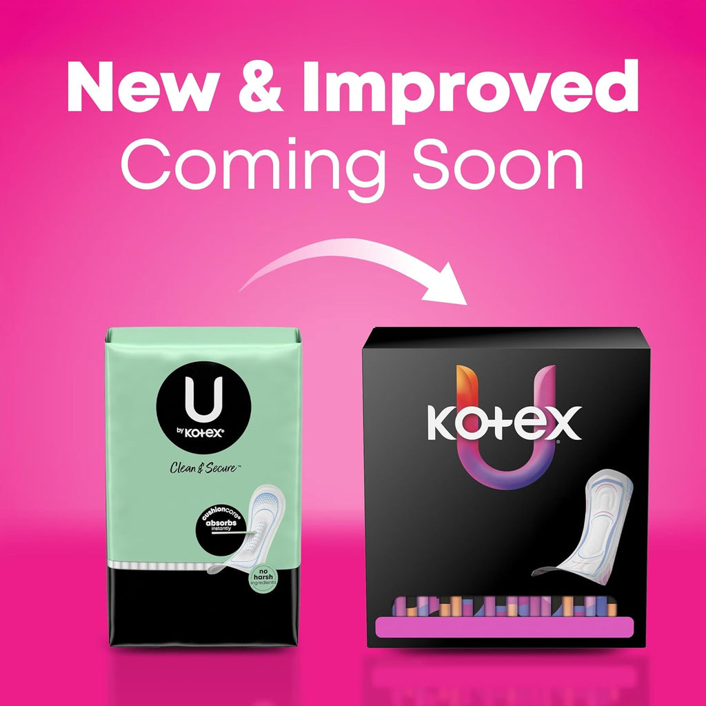 U by Kotex Ultra Thin Pads, Clean & Secure, Heavy Absorbency, 56 Count (Packaging May Vary)