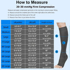 Compression Socks, Open Toe, Medical 20-30 mmHg Graduated Compression Stockings for Men Women, Knee High Compression Sleeves for Pregnancy, Varicose Veins, Relief Shin Splints, Nursing, Edema, Sports