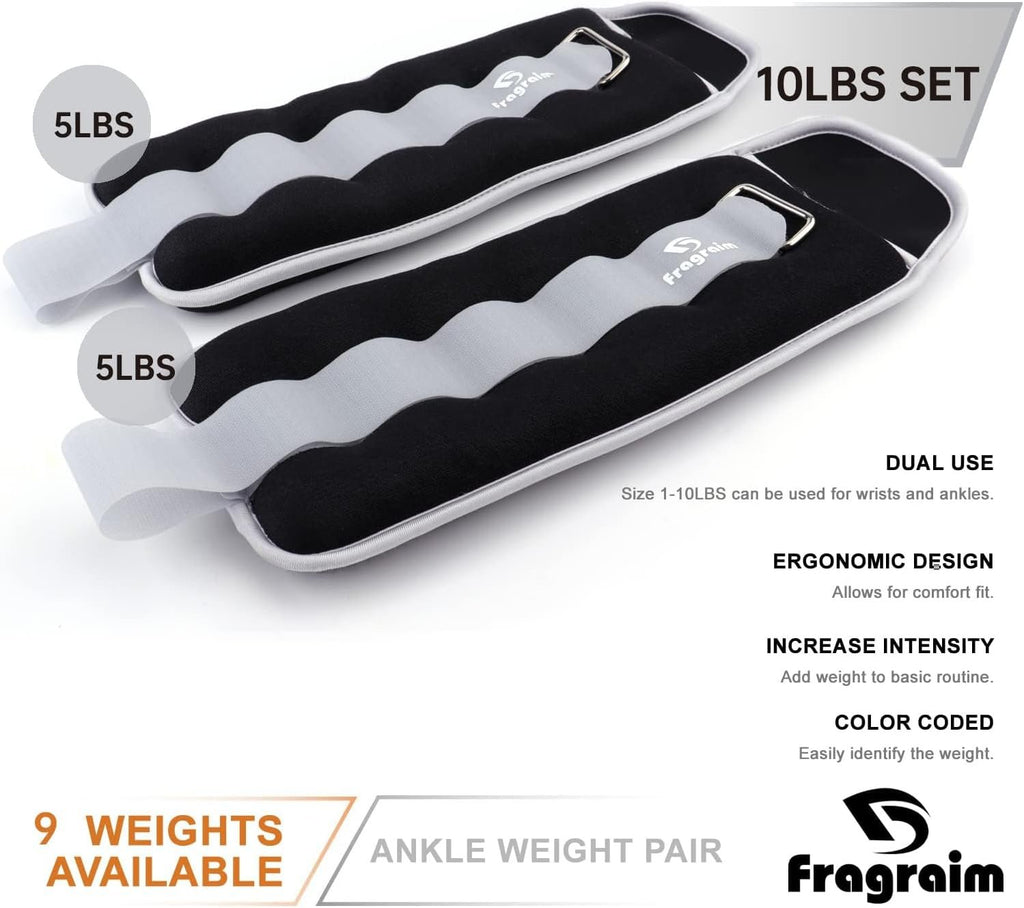 Ankle Weights for Women, Men and Kids - 1/2/3/4/6/8/10/12/15/20 LBS 1 Pair Strength Training Wrist/Leg/Arm Weight with Adjustable Strap for Jogging, Gymnastics, Aerobics, Home Fitness, Physical Therapy