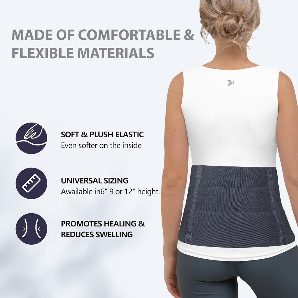 RCSP Abdominal Support Belt for Post-Surgery Recovery Adjustable Abdominal Brace for Injury Recovery and Support Comfortable Post-Surgical Abdominal Binder for Women and Men S to XL(26-42) Inch (Grey)