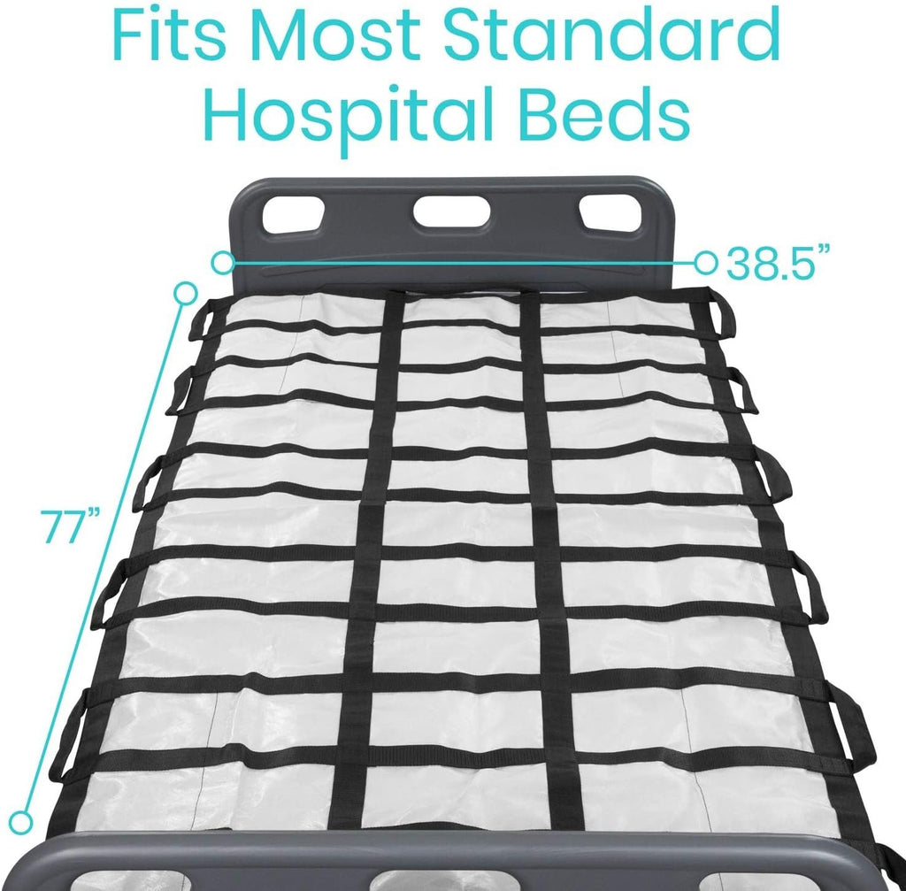 Vive Transfer Blanket with Handles 77” x 38.5” - Bed Positioning Pad, Straps - Reusable, Washable Patient Lifting Device Body Lift, Turning, Sliding Moving - Caregiver, Family Aid, Bedridden, Elderly