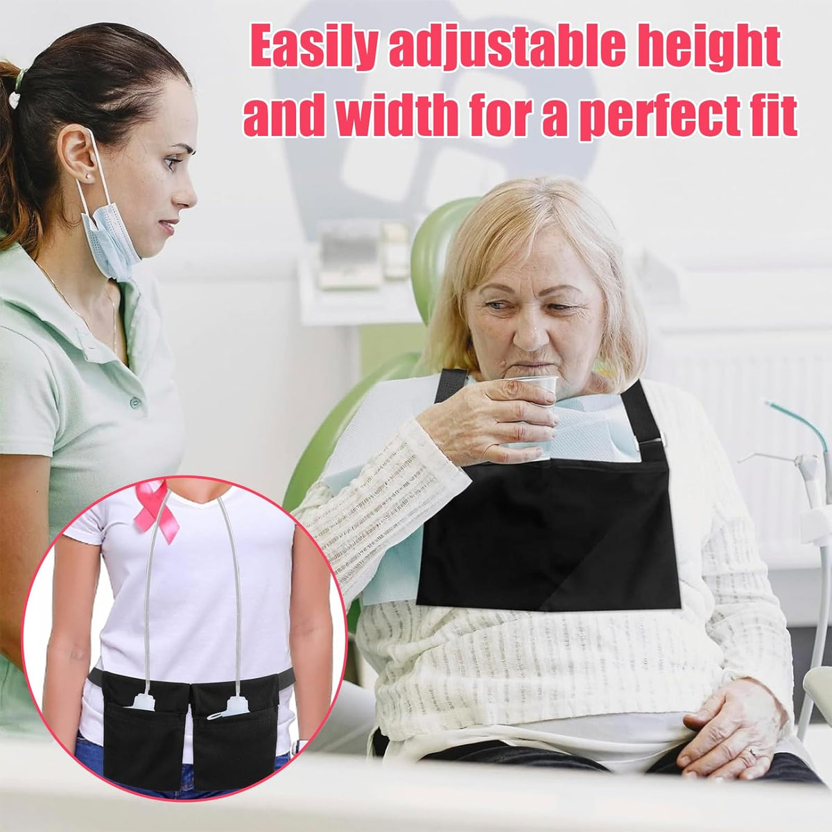 Tummy Drain Bottle Holder, Post Surgery Drain Bag Holder for Breast Surgery Adjustable Comfortable Breathable Great for Post-Surgery Care Includes 2 Bags