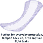 Amazon Basics Daily Pantiliner, Regular Length, Thin Absorbent Feminine Pads for Women, Unscented, 50 Count (Previously Solimo)