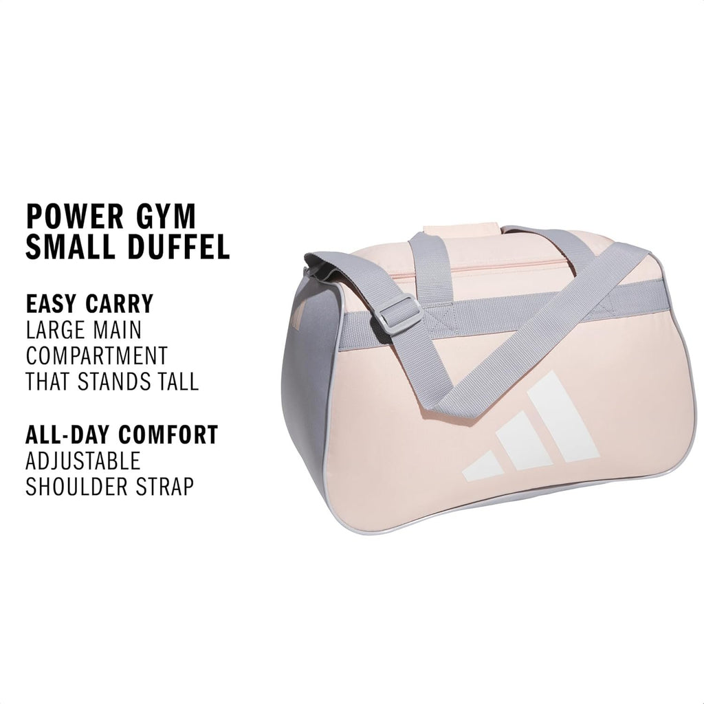 adidas Power Gym Bag – Lightweight Small Duffel, Blush Pink/White/Halo Silver Grey, OSFA