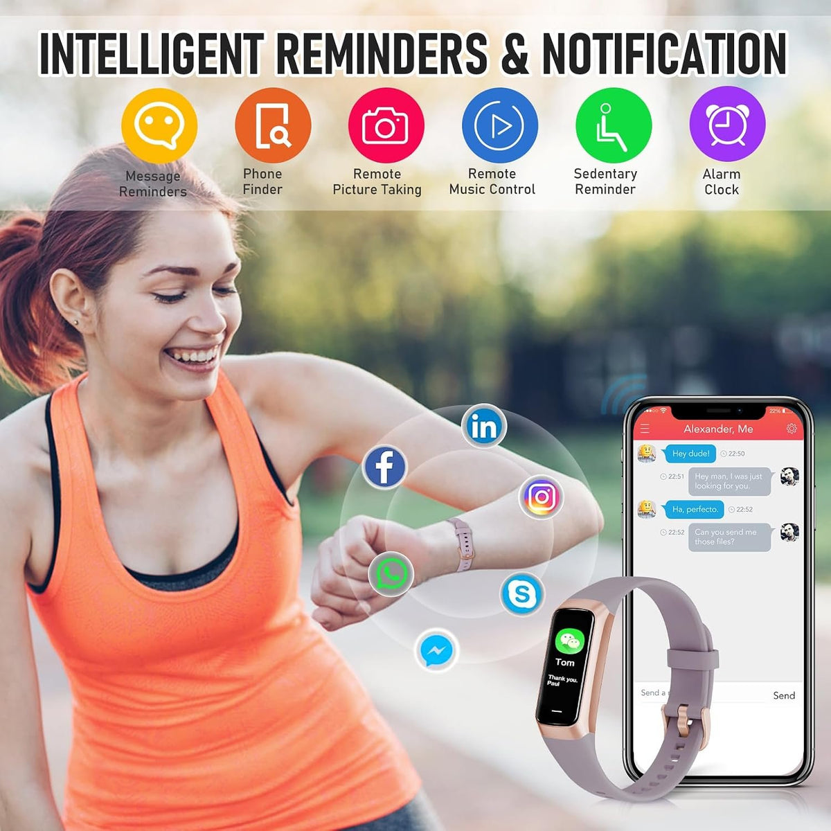 Fitness Tracker with 24/7 Heart Rate Blood Pressure Blood Oxygen Sleep Monitor, 1.1" AMOLED Touch Screen Activity Trackers, Waterproof Step Counter Health Pedometer for Women
