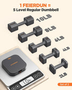 FEIERDUN DB3 5-in-1 Adjustable Dumbbell Set, 6LB/10LB Pair Adjustable Weights for Women at Home, Dual Locking Stable Hand Weights with TPU Soft Handle, Home Gym, Rehab, Pilates, Yoga, Strength Training