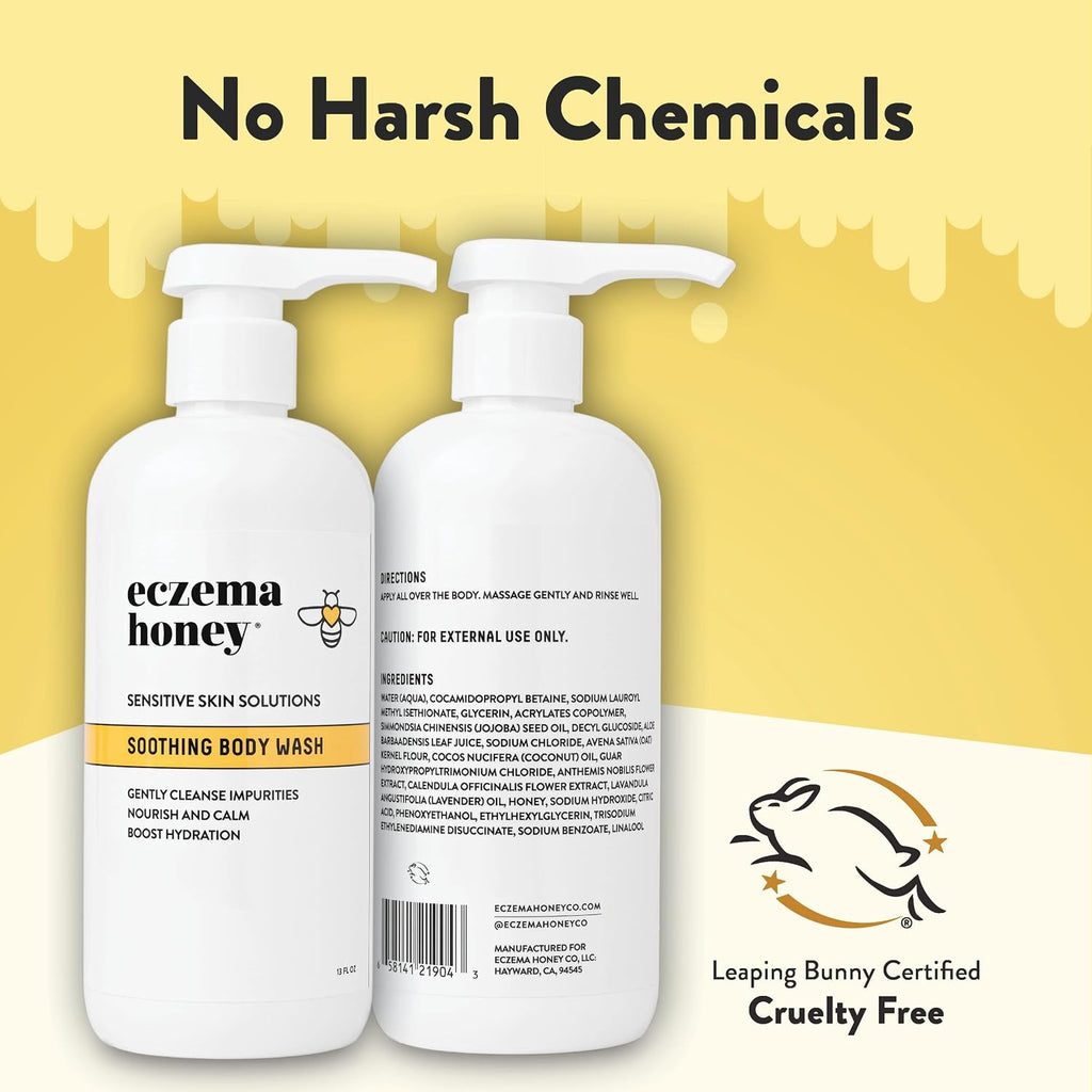ECZEMA HONEY Soothing Body Wash, Daily Shower Gel & Eczema Care (13 Oz) | Body Cleanser for Eczema reatmenttreatme, Sensitive Skin Body Wash for Adults, Kids, & Babies