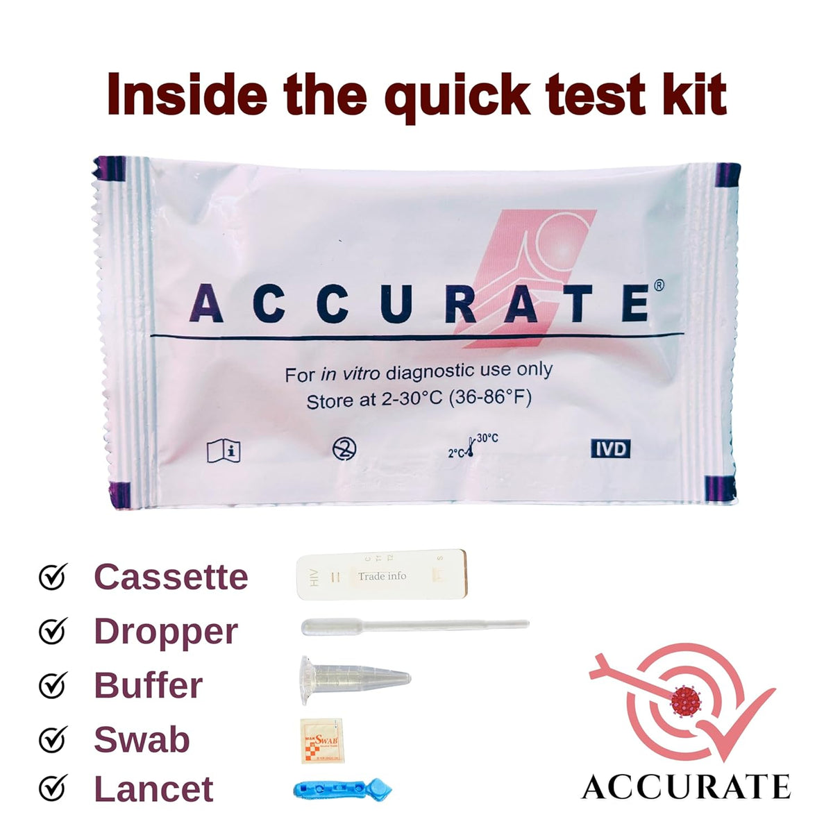 Most Accurate HIV1 & HIV2 Rapid Home Self-Test Kit (Pack of 1).