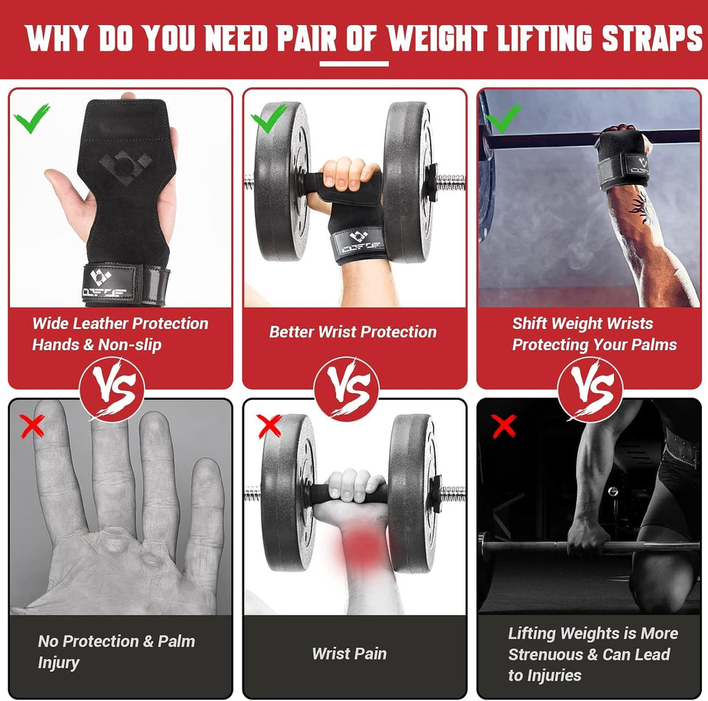 Weight Lifting Wrist Strap, Double-Layer Leather for Deadlift Powerlifting