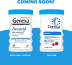 Genexa Antacid Made Clean, 72 Chewable Tablets, Berry Flavor | Calcium Carbonate Maximum Strength, Dye Free, 0% Artificial Additives, Heartburn, Acid Indigestion & Upset Stomach Relief