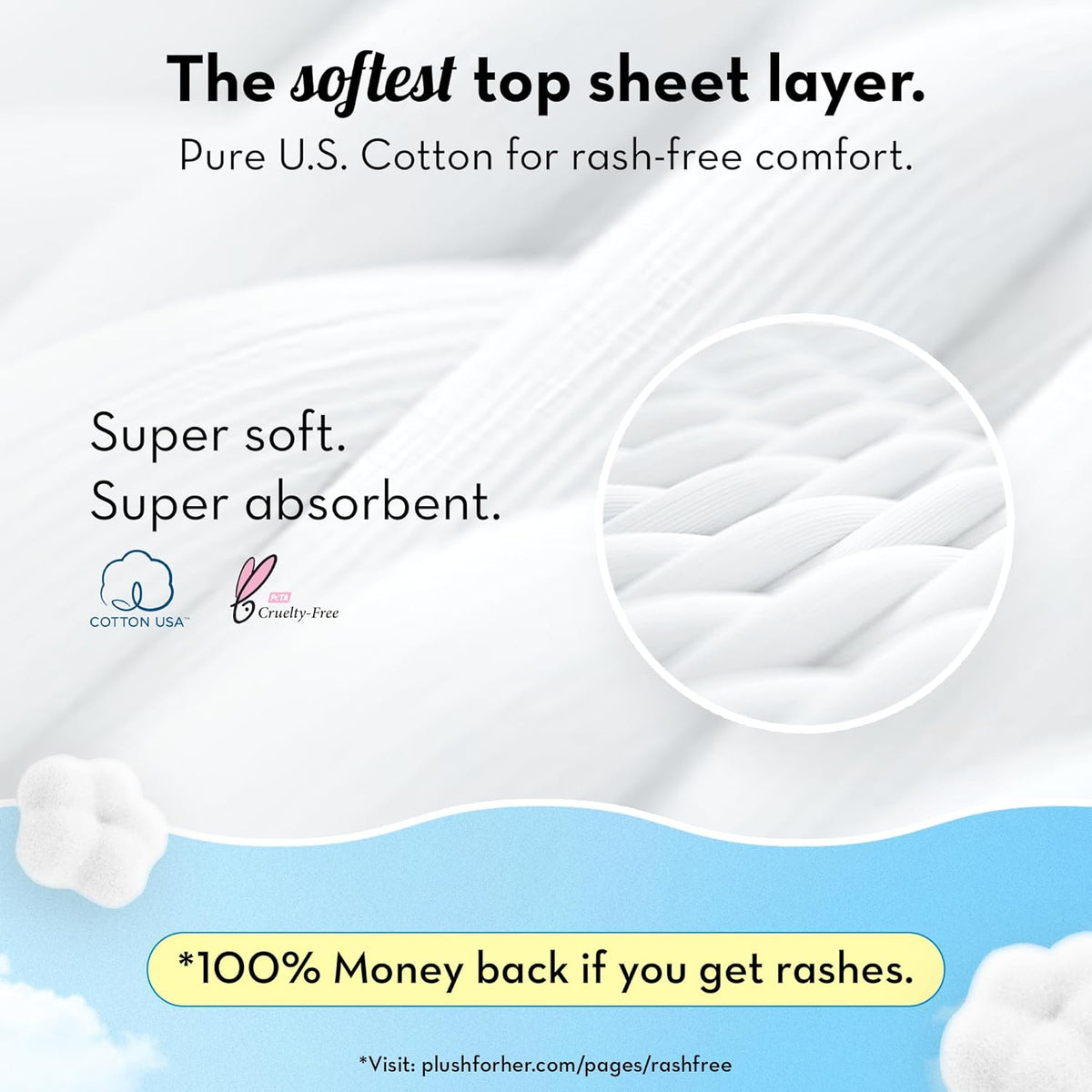 Plush Ultra-Thin Sanitary Napkins for Women, 25 Pcs | Super Absorbent Heavy Flow XXL Pads + 4 Panty Liners | 100% Rash-Free | Pure U.S. Cotton XXL Sanitary Pads with Free Disposable Pouches | No Fragrance | No Toxic-Chemicals