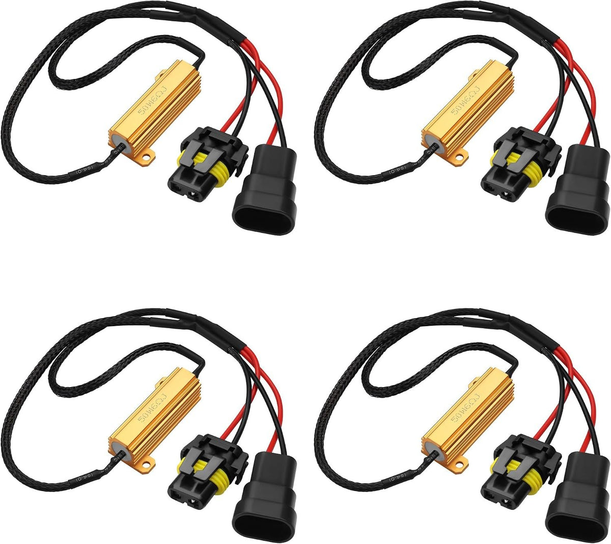 Car LED Headlight Decoders​LED Load Resistors,50W 6Ohm for 9005/9006 Bulbs Canbus Decoder Anti Flicker,Error Codes,Random Shutdown,IP67 Waterproof 4PCS (Suitable for 9005/9006 Bulbs)