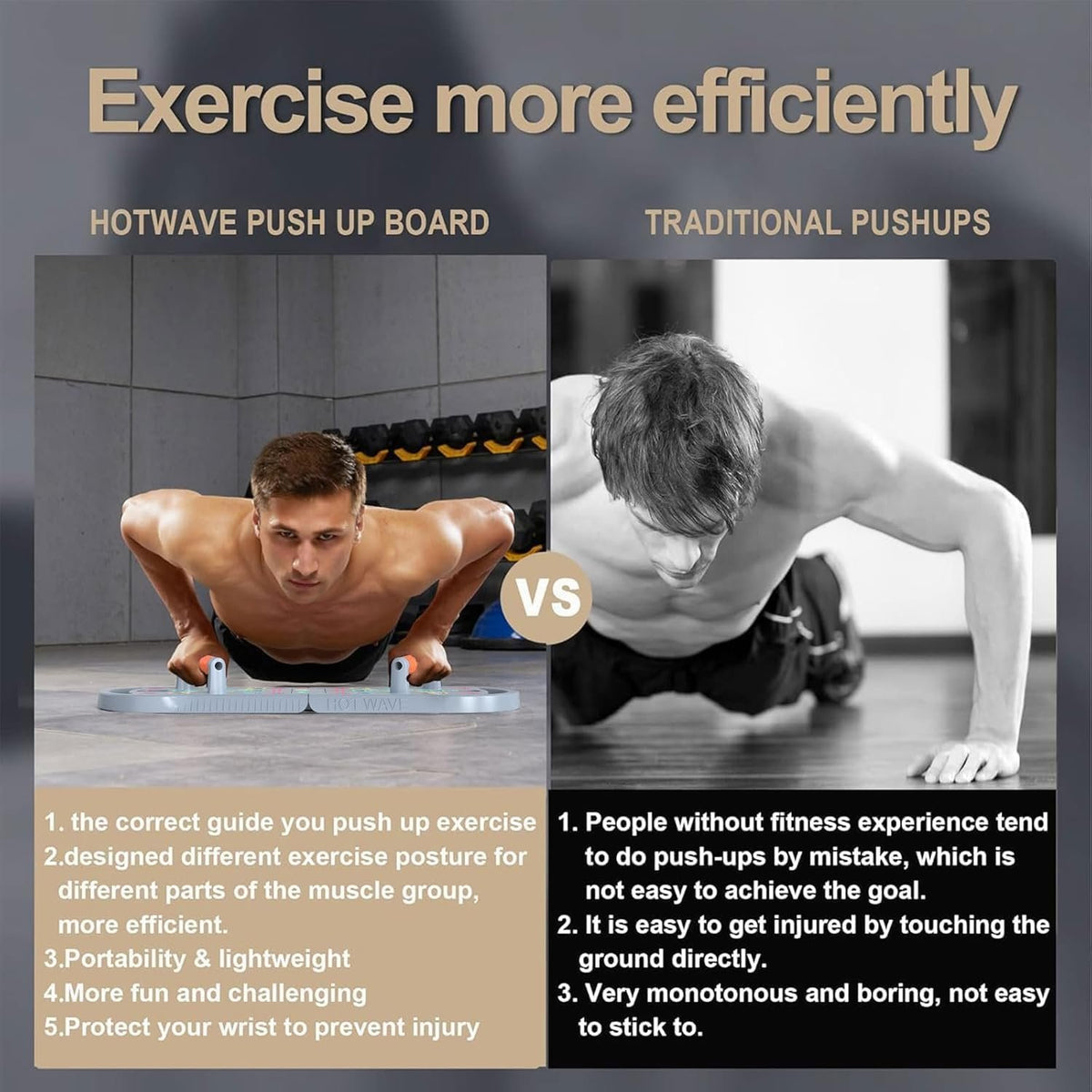 HOTWAVE Push Up Board, Portable PushUp Board, Foldable 20 in 1 Push Up Bar | Multifunctional Pushup Handles for Floor, Professional Strength Training Equipment For Men and Women at Home Gym
