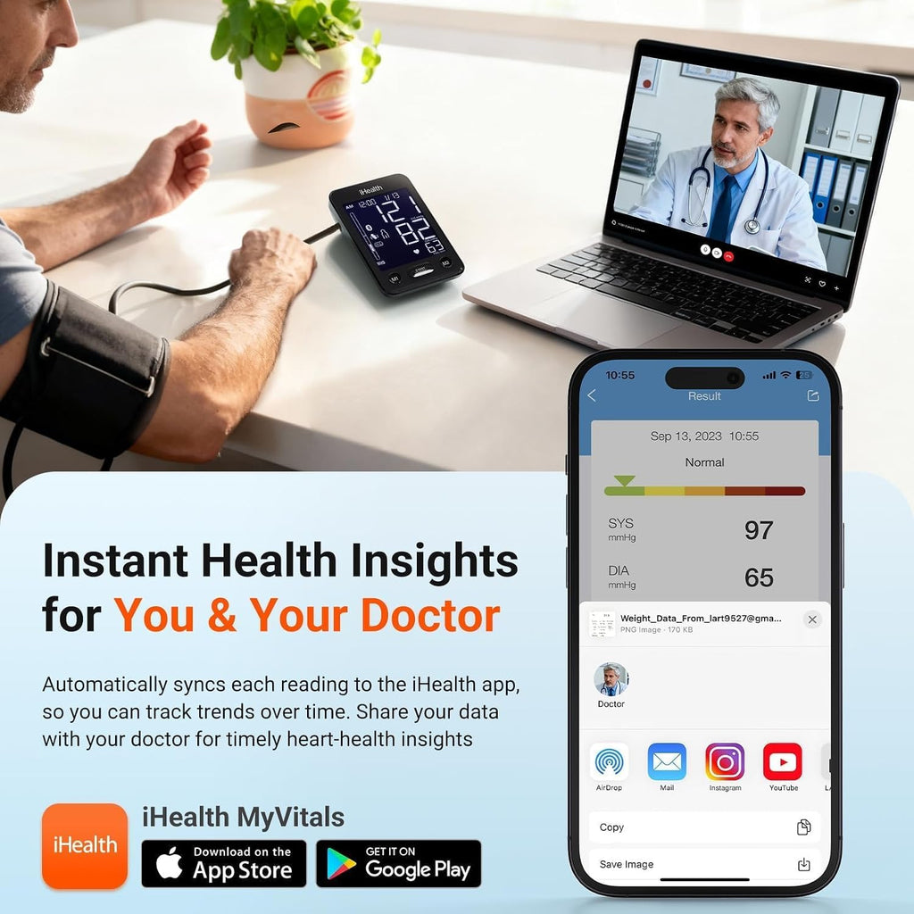 iHealth Accu Bluetooth Upper Arm Blood Pressure Monitor with Large Cuff | Smart BP monitor for home use, 8.7"-16.5"Adjustable BP Cuff for Large Arm, 2-user memory,compatible with iOS & Android, Black