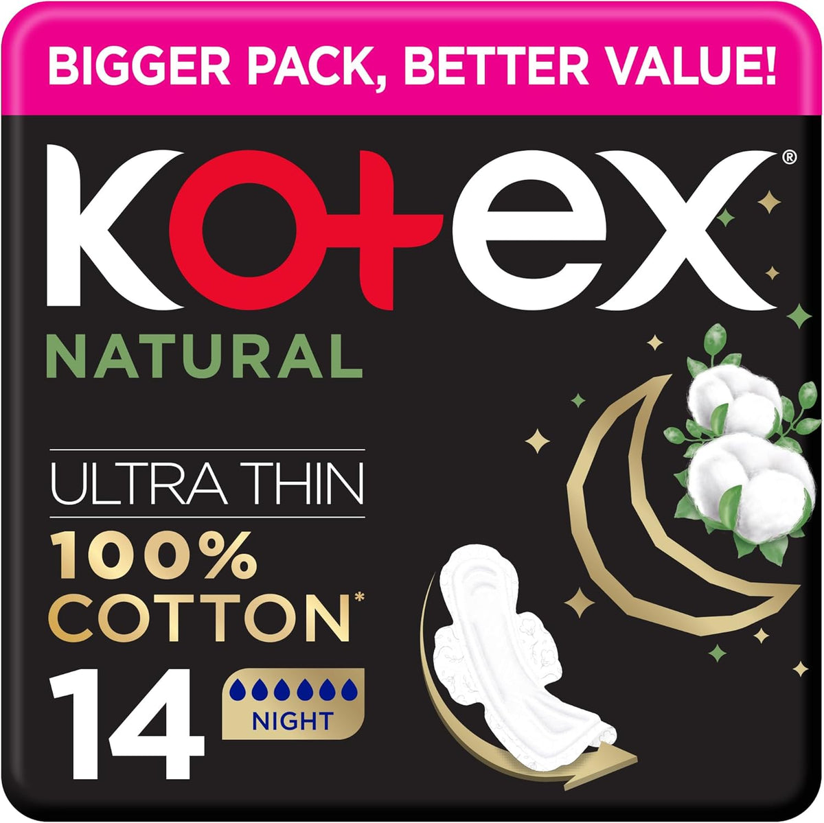 Kotex Sanitary Pads 100% Cotton With Wings