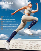 LEVSOX Cotton Compression Socks for Women Men 20-30 mmHg Knee High Cute Support Sock for Nurses Flying Pregnancy