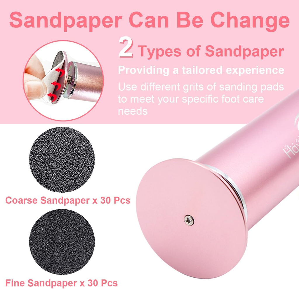 HayZBao FSA&HSA Electric Foot Callus Remover - Callus Remover for Feet,Professional Pedicure Tool for Dead Skin,Electric Foot File with 60 Pcs Sandpaper Discs - Pink