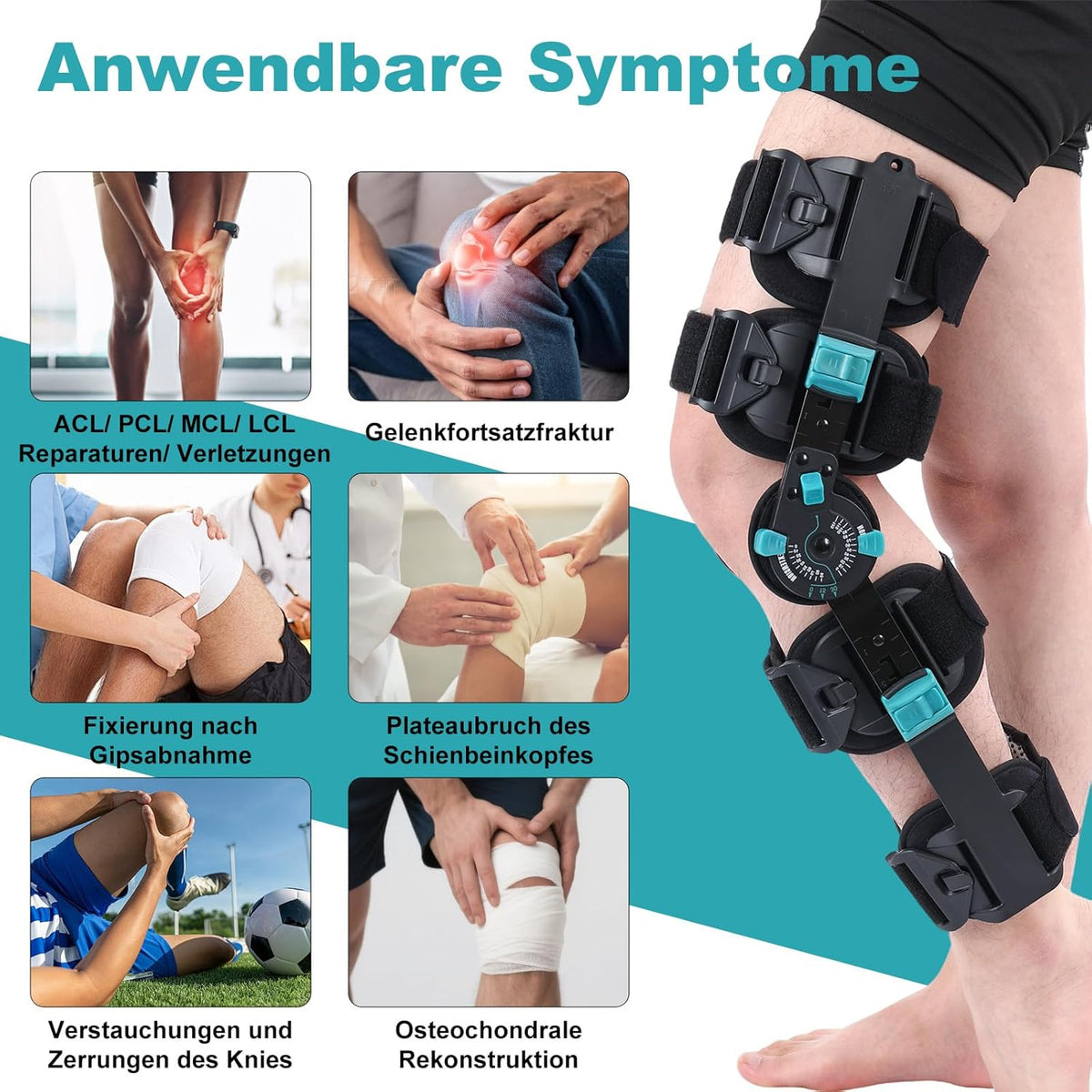 Hinged Post Op Knee Brace, ROM Knee Immobilizer for Recovery Stabilization, ACL, MCL and PCL Injury, Adjustable Orthopedic Knee Support for Left and Right Leg