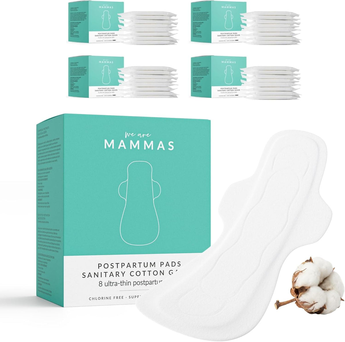 Postpartum Pads Cotton 100 Per Hundred 32 Units Ultra Absorbent Hypoallergenic Chlorine Free Postnatal Pads Maternity Soft Protection Postpartum Recovery Hygiene Intimate Breast