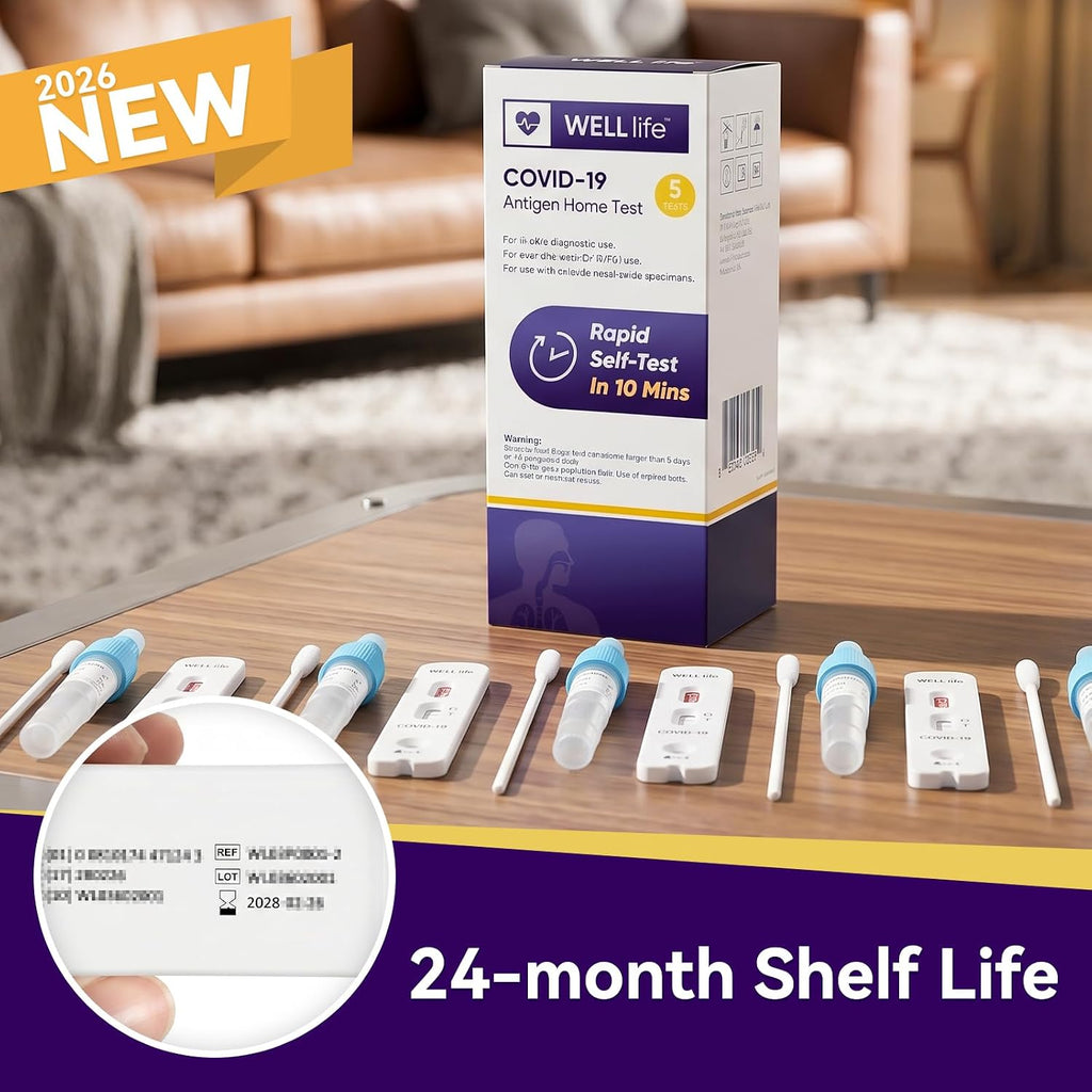 WELLlife COVID-19 Antigen Home Test, Covid Tests 5 Pack, Results in 10 Mins