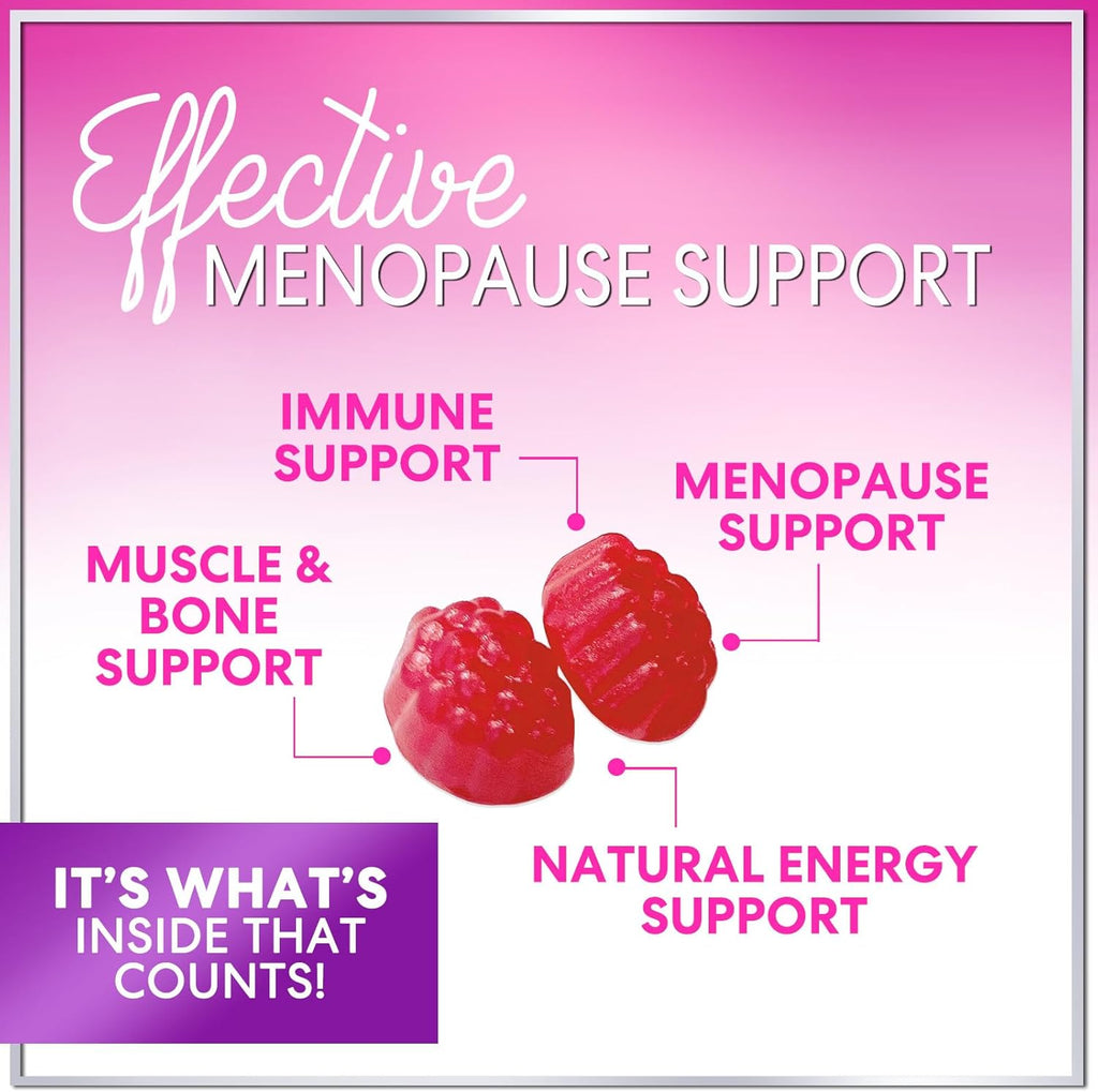 Menopause Supplements for Women - Natural Menopause Relief Support, Hormonal Balance & Hormone Support for Night Sweats, Hot Flashes & Mood Swings - 60 Vegetarian Gummies