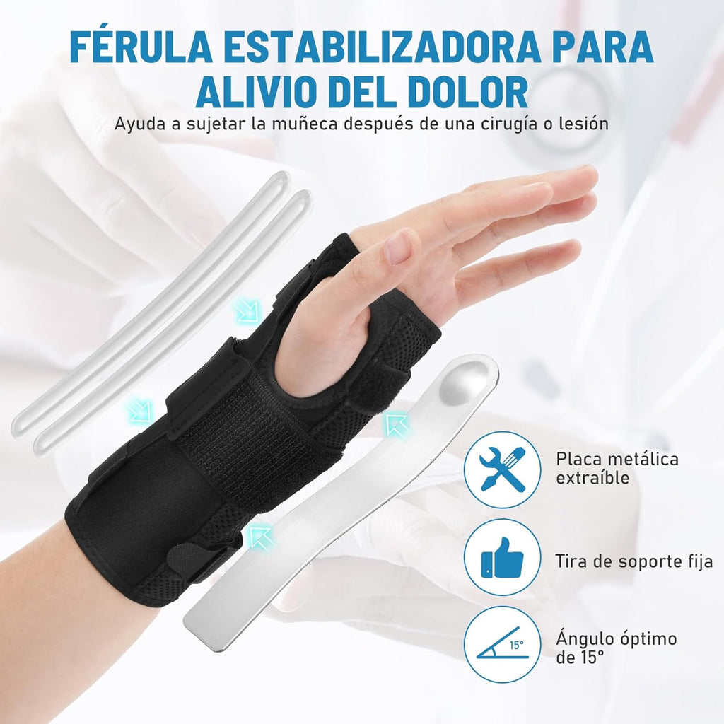 Carpal Tunnel Wrist Brace with 1 Splints 2 Support Bars and Soft Thumb Opening, Orthopedic Wrist Brace for Sprain Arthritis - Tendonitis Wrist Brace for Men and Women (Right)
