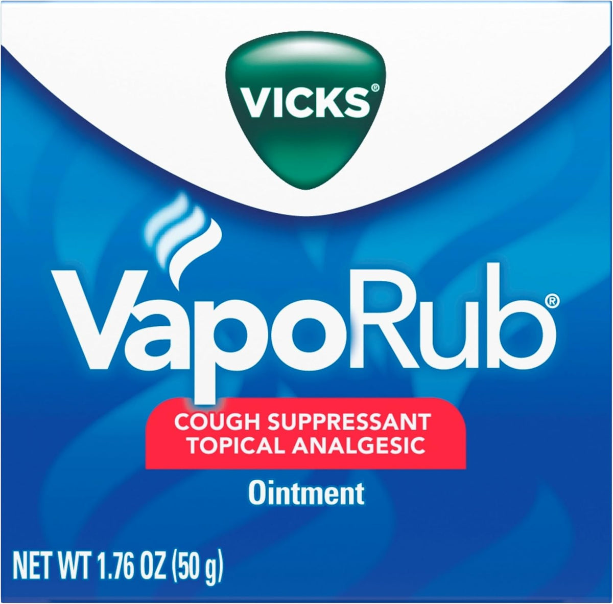 Vicks VapoRub, Original, Cough Suppressant, Topical Chest Rub & Analgesic Ointment, Medicated Vicks Vapors, Relief from Cough Due to Cold, Aches & Pains, 1.76oz