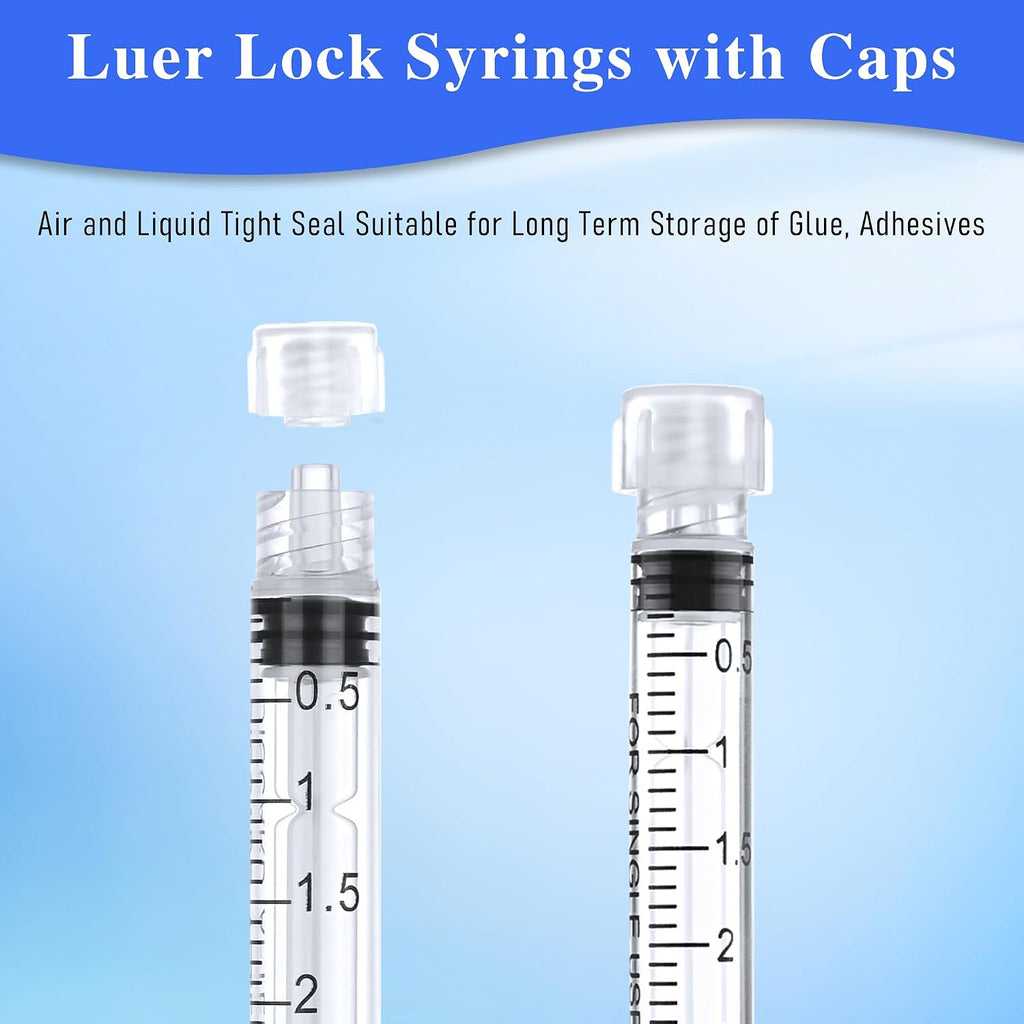 3ml Luer Lock Syringe, 20Pack Syringes Without Needle for Liquids, Measuring, Refilling, Oil, Glue Applicator