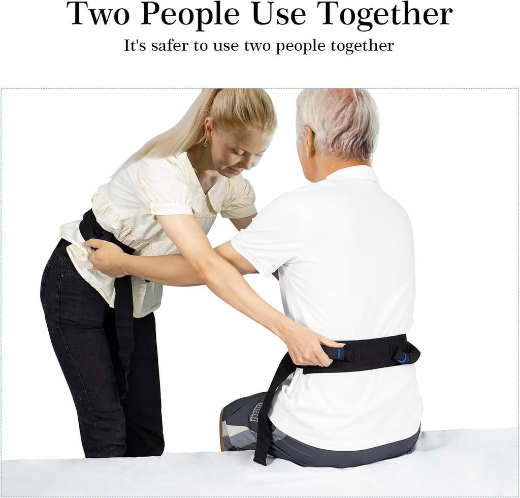 Transfer Belt for Seniors, Safety Walking Support with Quick Release Buckle | Multiple Padded Handles, 29-48" Adjustable Fit, Durable Nylon & Polyester, Machine-Washable, Quick Release
