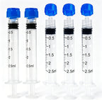 30 Pack 2.5mL Luer Lock Syringes without Needle - Sterile & Individually Wrapped, 2.5cc Syringe with Cap, Industrial & Lab Use