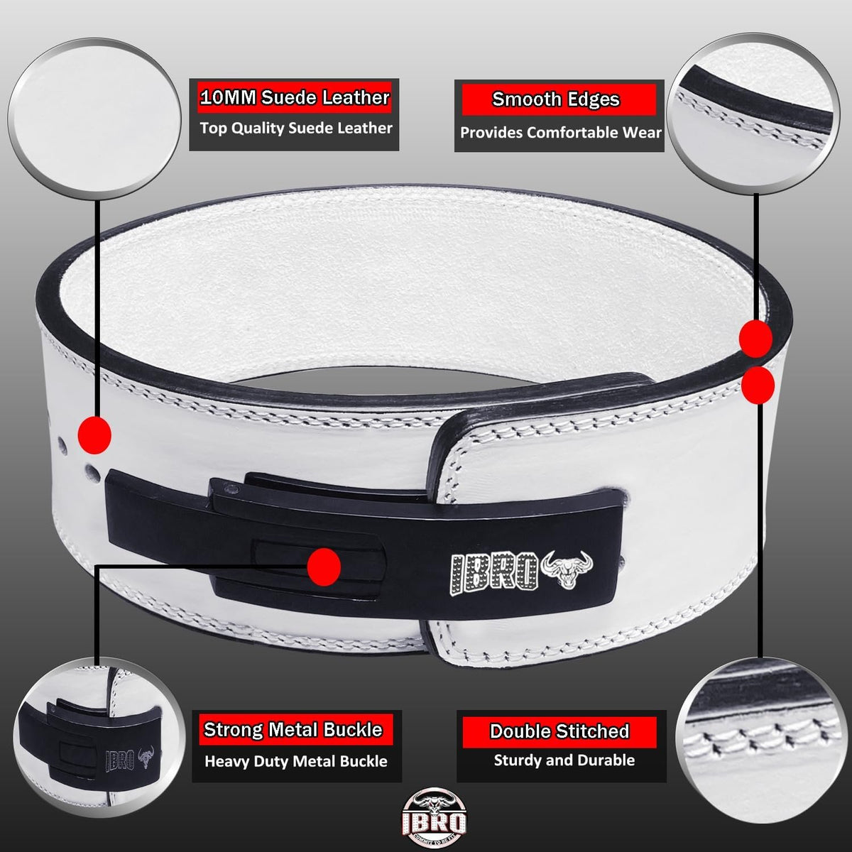 IBRO Powerlifting Lever Gym Belt – Power 8MM, 10MM or 13MM Extreme Heavy Duty Genuine Leather Belts - Squats Deadlifts Bodybuilding Weight Lifting IPF Power Lifting Strongman for Men
