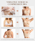 BRABIC Zip Front Closure Everyday Bra for Women Post Surgery Compression Support with Adjustable Straps Wirefree