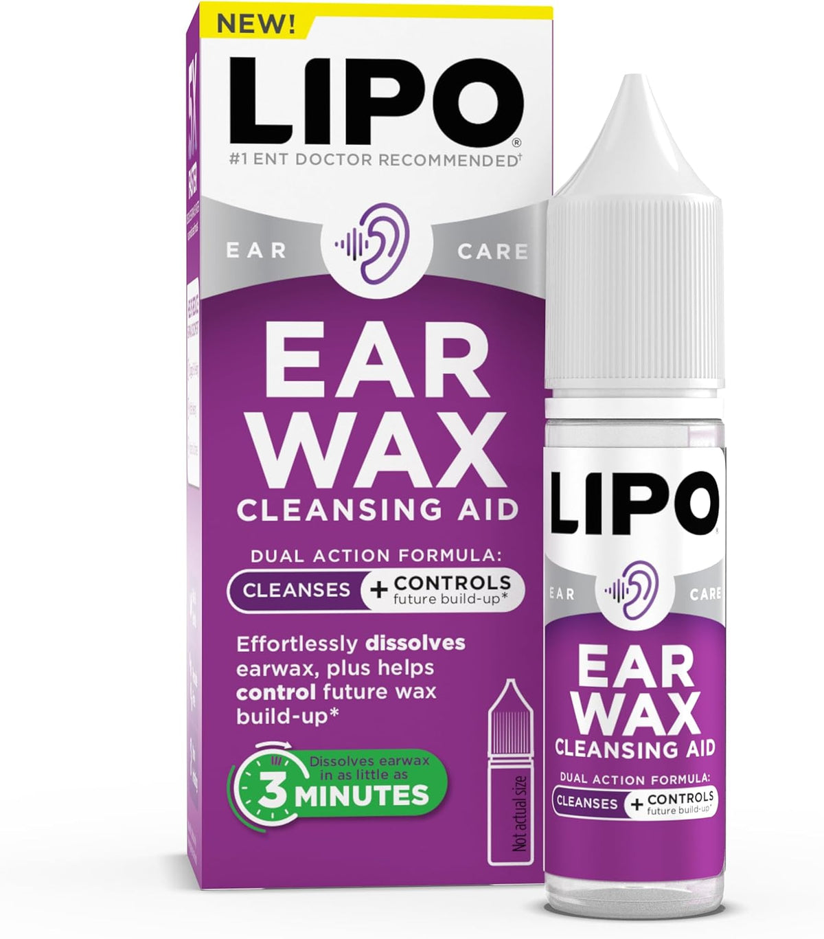 LIPO Earwax Removal Drops, Ear Cleaning for Wax & Clogged Ears, 0.5 fl oz | Peroxide-Free, Gentle, Hygiene Support, Build-Up & Daily Use