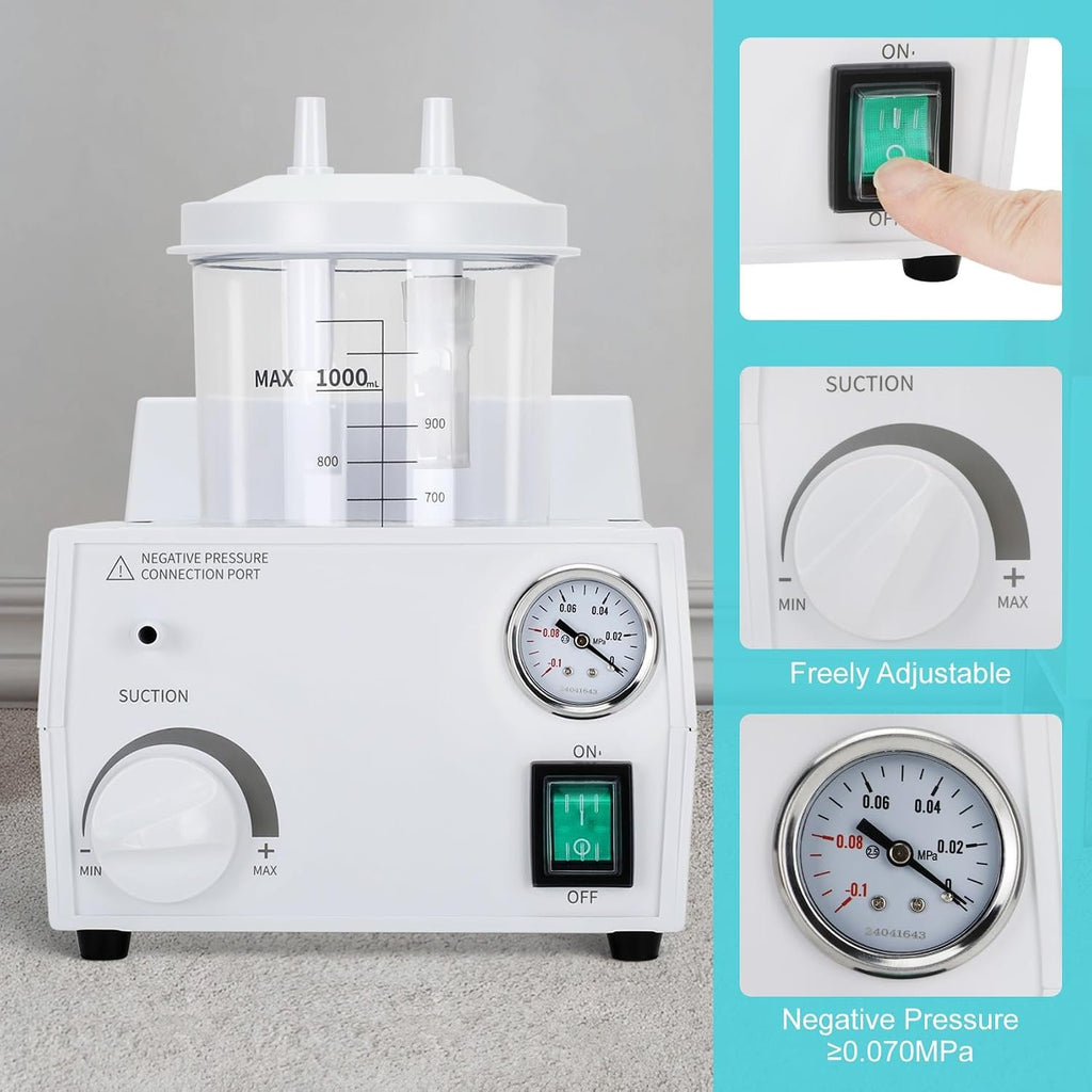 Portable Veterinary Suction Machine | Home Use with 1000ml Capacity 110V