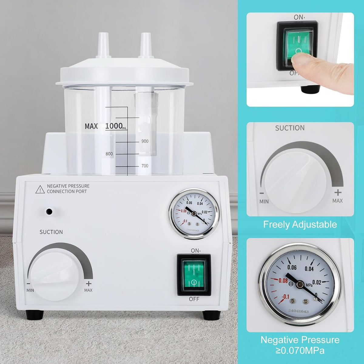 Portable Veterinary Suction Machine | Home Use with 1000ml Capacity 110V